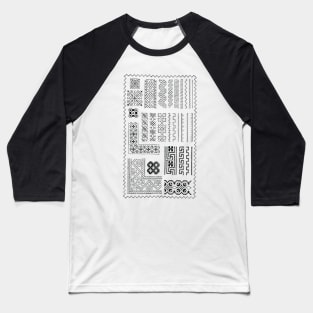 Tribal style Test pattern Black on default Ecru background Baseball T-Shirt
